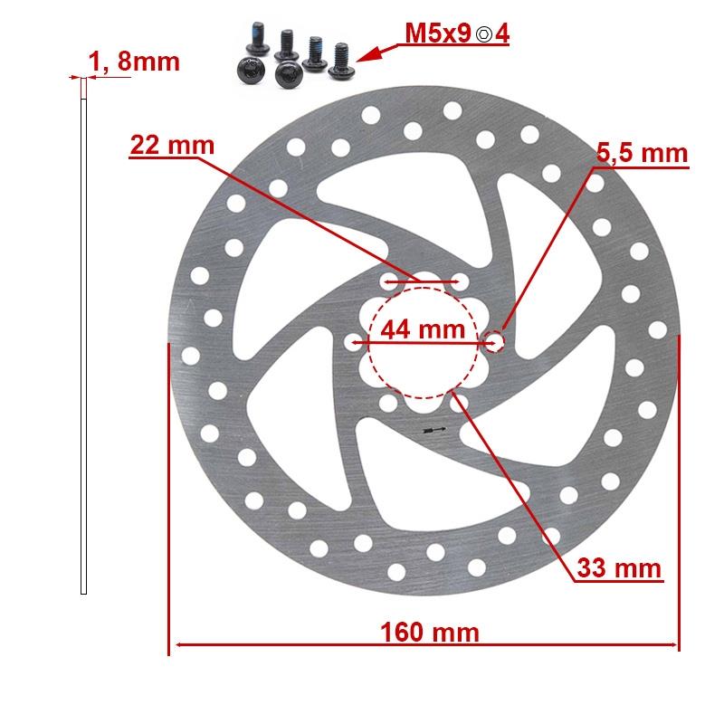 disc frana argintiu 160 mm 6h